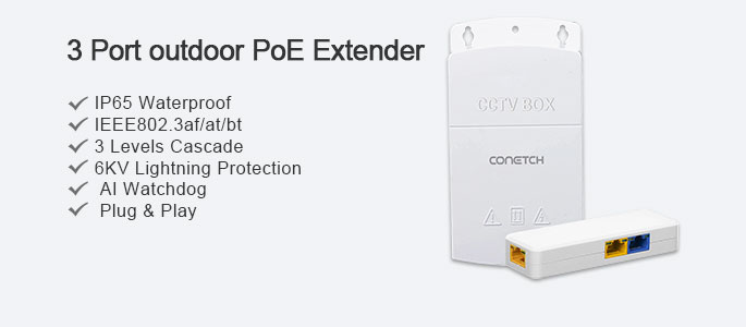 3 Port outdoor PoE Extender